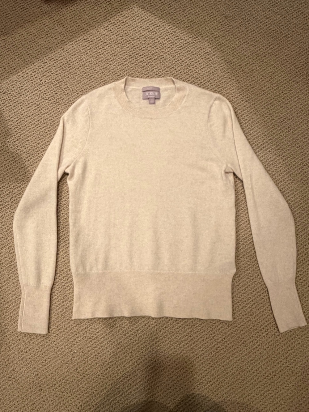 J. Crew Women's 100% Cashmere Classic Crewneck Sweater in Light Beige XS